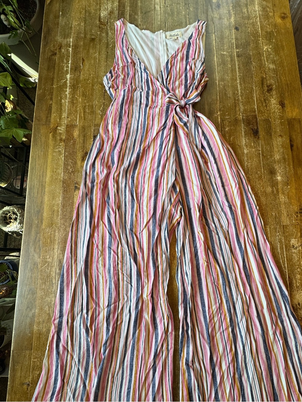 Listicle Brand Striped Colorful Sleeveless Wide Leg Lighweight Pantsuit Sz M
